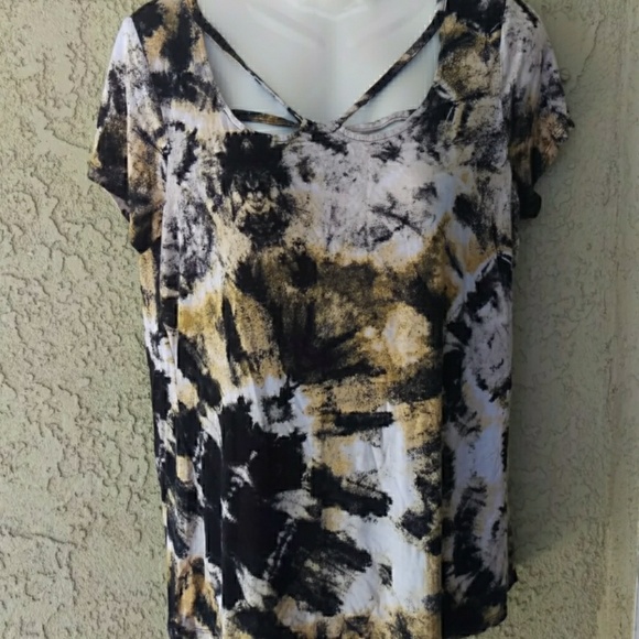 Rock & Republic cutout top short sleeve top blouse - Picture 6 of 7